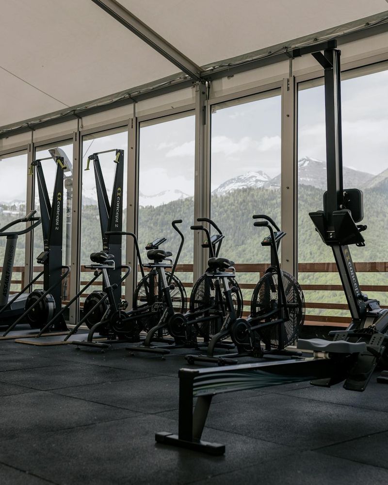 Detailed view of gym equipment and workout atmosphere